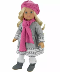 TeamsonUS Sophia's Doll Dress, Leggings, Hat, And Scarf Set For 18" Dolls Kids