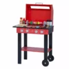 TeamsonUS Teamson Kids Little Helper Wooden Backyard BBQ Grill Playset With 26 Cooking Accessories, Red/Black