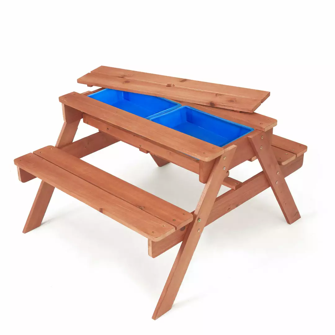 TeamsonUS Teamson Kids Outdoor Wooden Picnic Table With 2 Sensory Bins For Sand/Water Play Plus Accessories, Warm Cherry 13 TeamsonUS Teamson Kids Outdoor Wooden Picnic Table With 2 Sensory Bins For Sand/Water Play Plus Accessories, Warm Cherry