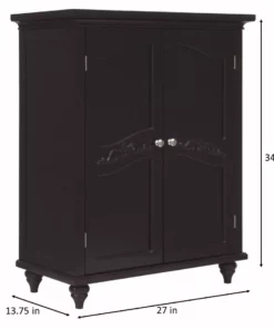 TeamsonUS Teamson Home Versailles Wooden Floor Cabinet With 2 Shelves, Dark Espresso