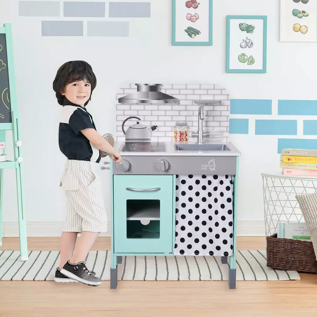 TeamsonUS Teamson Kids Little Chef Philly Modern Wooden Kitchen Playset, Mint/White 4 TeamsonUS Teamson Kids Little Chef Philly Modern Wooden Kitchen Playset, Mint/White