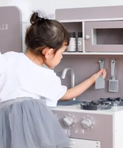 TeamsonUS Teamson Kids Little Chef Mayfair Classic Kids Kitchen Playset With 11 Accessories, Gray