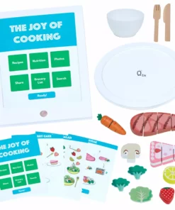 TeamsonUS Teamson Kids Little Chef Frankfurt 27 Piece Wooden Play Cooking Set With Recipe Tablet And Ingredients