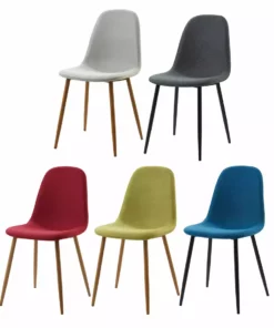 TeamsonUS Teamson Home Minimalist Dining Chair With Wood Grain Metal Legs, Set Of 2, Natural/Light Gray