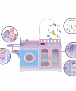 TeamsonUS Olivia's Little World Wooden 6-in-1 Baby Doll Changing Station, Pink/Purple New