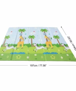 TeamsonUS Teamson Kids Reversible Safari Animal/Garden Insects Soft Foam Crawling Mat For Babies, Blue/Gray
