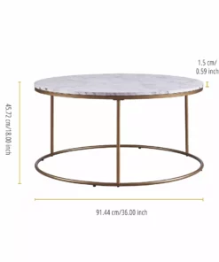 TeamsonUS Teamson Home Marmo Modern Marble-Look Round Coffee Table, Marble/Brass 9 TeamsonUS Teamson Home Marmo Modern Marble-Look Round Coffee Table, Marble/Brass
