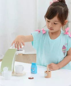 TeamsonUS New Teamson Kids Little Chef Frankfurt 8 Piece Wooden Play Kitchen Coffee Machine Set, Green