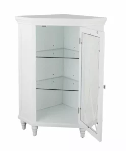 TeamsonUS Teamson Home Florence Corner Wooden Floor Cabinet With Adjustable Shelves, Natural