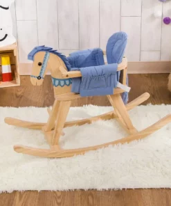 TeamsonUS Fantasy Fields Zoo Kingdom Kids Rocking Horse, Tan/Blue