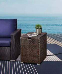 TeamsonUS Teamson Home Gas Tank Wicker Cover Table For 20 Lb Propane Tanks, Brown