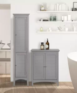 TeamsonUS Teamson Home Glancy Wooden Linen Tower Cabinet With Storage, Gray 11 TeamsonUS Teamson Home Glancy Wooden Linen Tower Cabinet With Storage, Gray