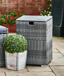 TeamsonUS Teamson Home Gas Tank Wicker Cover Table For 20 LB Propane Tanks, Gray New