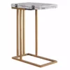 TeamsonUS Teamson Home Marmo Modern Marble-Look C Shape Side Table With Extension, Marble/Brass