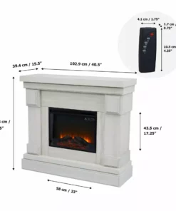 TeamsonUS New Teamson Home Hestia Electric Fireplace Mantel With Gray Faux Marble, White