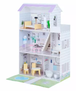 TeamsonUS Olivia's Little World Grand Dollhouse With Garden And Accessories For 12" Dolls, Purple New