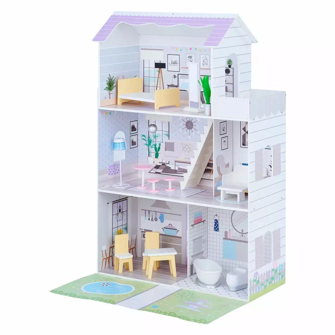 TeamsonUS Olivia's Little World Grand Dollhouse With Garden And Accessories For 12" Dolls, Purple New 3 TeamsonUS Olivia's Little World Grand Dollhouse With Garden And Accessories For 12" Dolls, Purple New