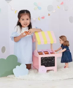 TeamsonUS Kids Olivia's Little World Modern Nordic Princess Doll Pastry Cart With Fruit Boxes, Pink