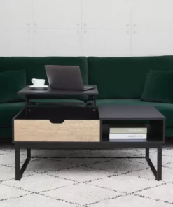 TeamsonUS Teamson Home Bryson Two-Tone Lift Top Coffee Table Desk With Storage, Black