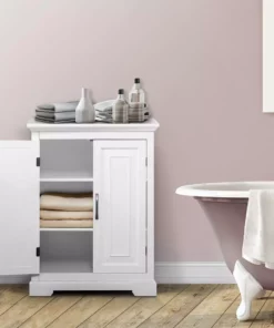 TeamsonUS Teamson Home St. James Wooden Floor Cabinet With 3 Shelves, White