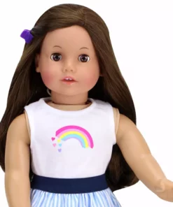 TeamsonUS Kids Sophia's Rainbow Shirt And Striped Skirt For 18