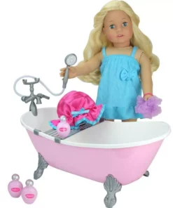 TeamsonUS Sophia's Pink Bathtub And Shower Accessories Set For 18" Dolls