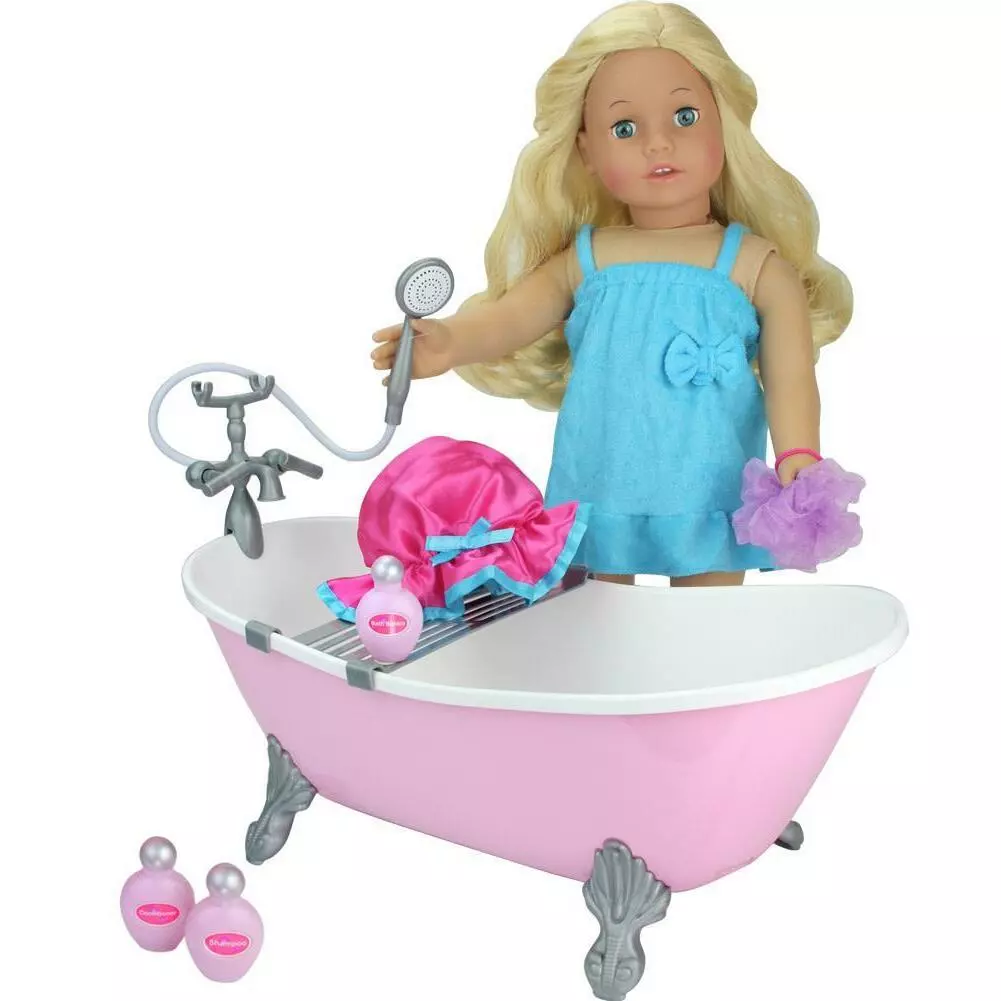 TeamsonUS Sophia's Pink Bathtub And Shower Accessories Set For 18" Dolls 3 TeamsonUS Sophia's Pink Bathtub And Shower Accessories Set For 18" Dolls