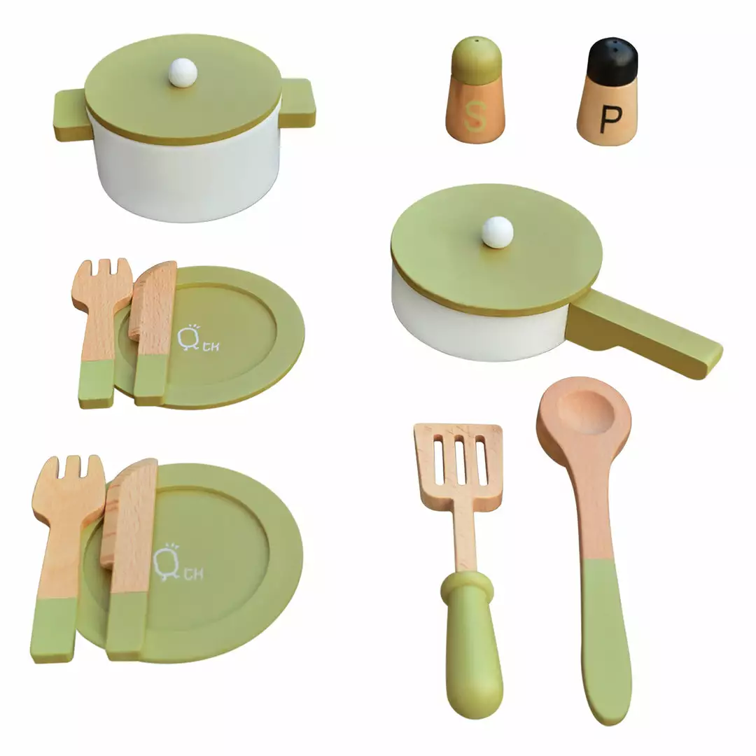 TeamsonUS Teamson Kids Little Chef Frankfurt Wooden Cookware Play Kitchen Accessories, Green 3 TeamsonUS Teamson Kids Little Chef Frankfurt Wooden Cookware Play Kitchen Accessories, Green