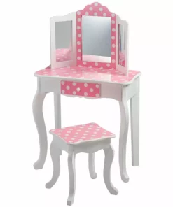 TeamsonUS Fantasy Fields - Fashion Polka Dot Prints Gisele Play Vanity Set - Pink / White Kids 12 TeamsonUS Fantasy Fields - Fashion Polka Dot Prints Gisele Play Vanity Set - Pink / White Kids