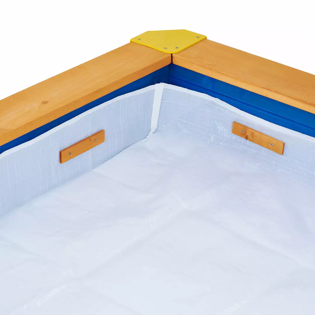TeamsonUS Teamson Kids 4' Square Solid Wood Sandbox With Rotatable Canopy Cover, Honey/Blue 14 TeamsonUS Teamson Kids 4' Square Solid Wood Sandbox With Rotatable Canopy Cover, Honey/Blue