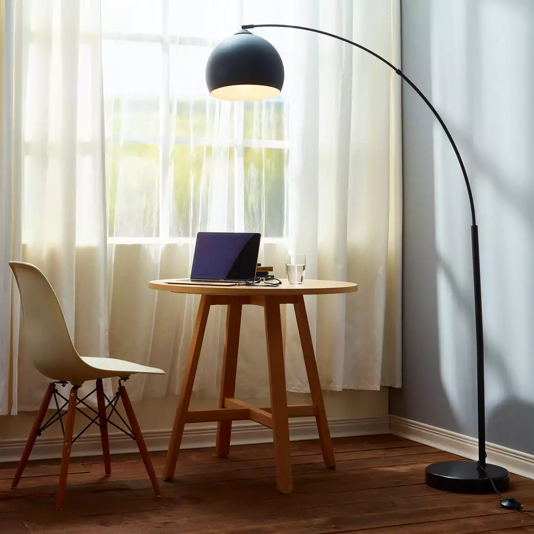 TeamsonUS Teamson Home Arquer Arc Metal Floor Lamp With Bell Shade, Black 4 TeamsonUS Teamson Home Arquer Arc Metal Floor Lamp With Bell Shade, Black