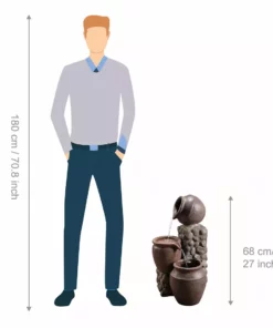 TeamsonUS Teamson Home Outdoor Cascading Stacked Pot Waterfall Fountain, Gray