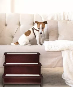 TeamsonUS Teamson Home Mahogany Wood Pet Stairs For Dog Or Cat
