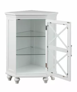 TeamsonUS Teamson Home Blue Ridge Corner Wooden Floor Cabinet With Adjustable Shelves, White 12 TeamsonUS Teamson Home Blue Ridge Corner Wooden Floor Cabinet With Adjustable Shelves, White