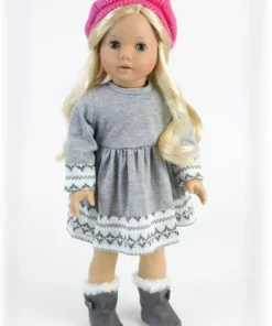 TeamsonUS Sophia's Doll Dress, Leggings, Hat, And Scarf Set For 18