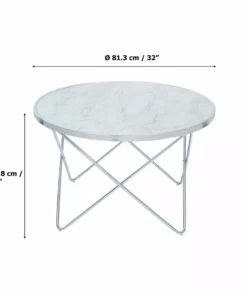 TeamsonUS Teamson Home Margo Small Round Faux White Carrara Marble Coffee Table, White 12 TeamsonUS Teamson Home Margo Small Round Faux White Carrara Marble Coffee Table, White