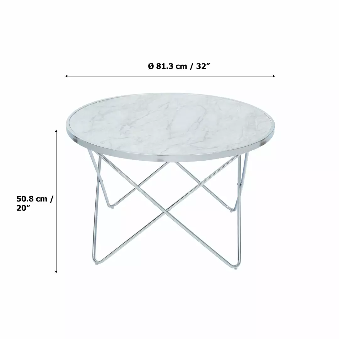 TeamsonUS Teamson Home Margo Small Round Faux White Carrara Marble Coffee Table, White 6 TeamsonUS Teamson Home Margo Small Round Faux White Carrara Marble Coffee Table, White
