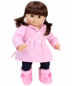 TeamsonUS Kids Sophia's Winter Coat, Hat And Boots Set For 15'' Dolls, Light Pink