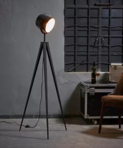 TeamsonUS Teamson Home Artiste 62" Modern Tripod Floor Lamp With Adjustable Head, Black/Gold