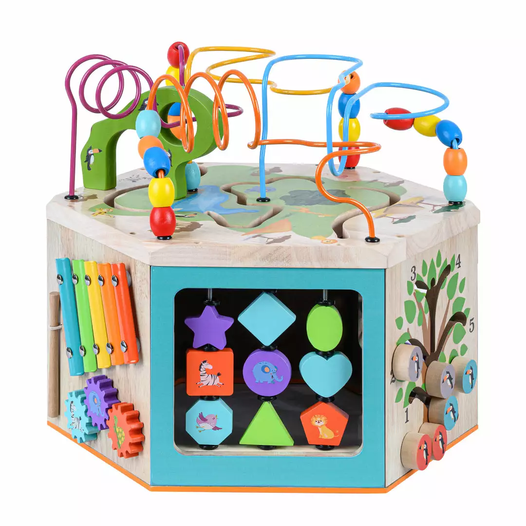 TeamsonUS Teamson Kids Preschool Play Lab 7-in-1 Large Wooden Activity Station, Natural 3 TeamsonUS Teamson Kids Preschool Play Lab 7-in-1 Large Wooden Activity Station, Natural