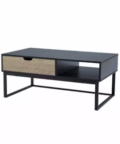 TeamsonUS Teamson Home Bryson Two-Tone Lift Top Coffee Table Desk With Storage, Black