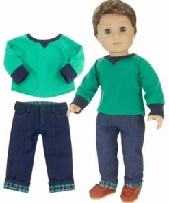 TeamsonUS Sophia's Shirt, Jeans, And Penny Loafers Set For 18" Boy Dolls Kids