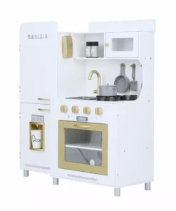 TeamsonUS Teamson Kids Little Chef Mayfair Classic Kids Kitchen Playset With 11 Accessories, White/Gold