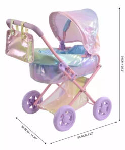 TeamsonUS Olivias Little World Magical Dreamland Deluxe Baby Doll Stroller And Carrier, Iridescent