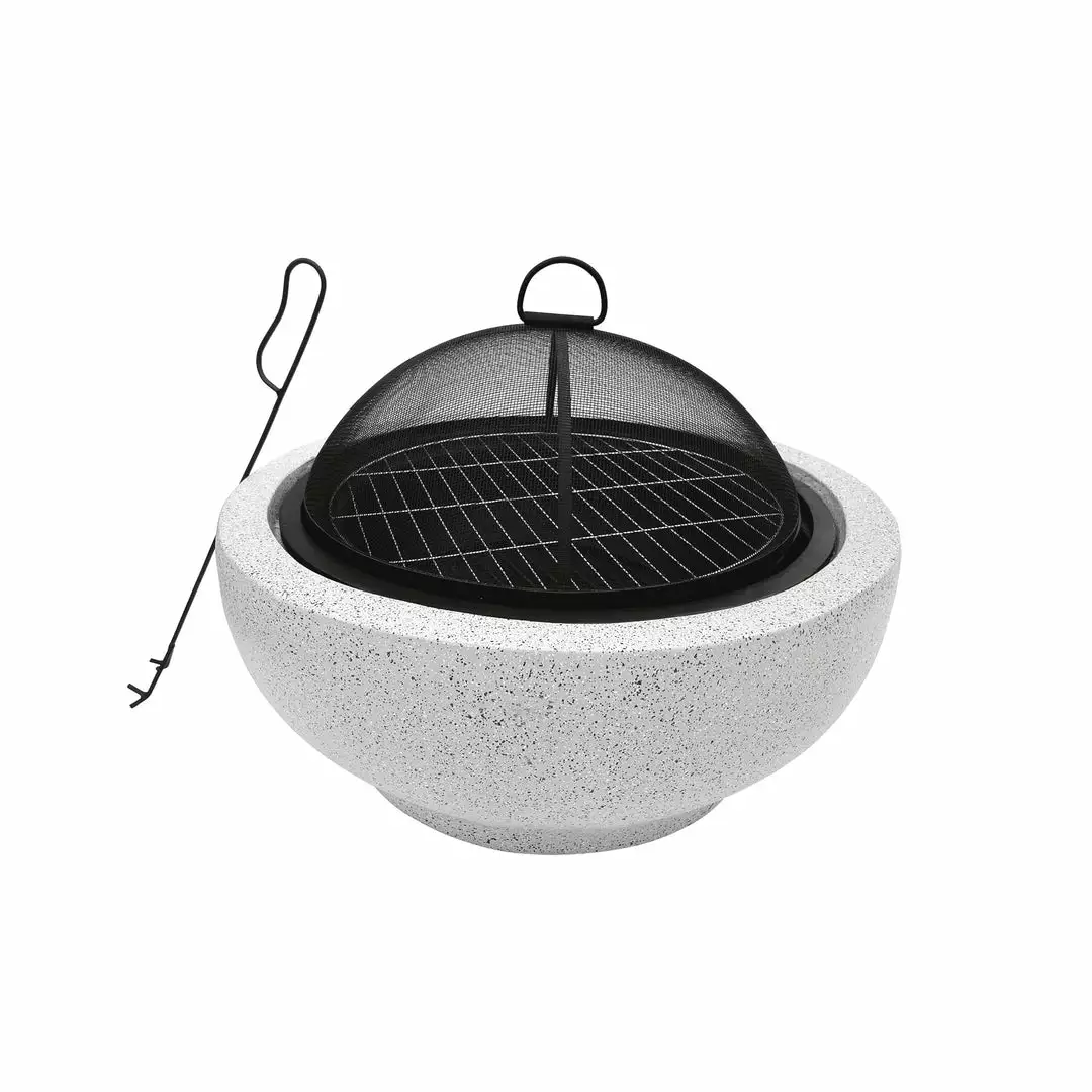 TeamsonUS Teamson Home Outdoor 24" Wood Burning Fire Pit With Grill Grate And Faux Concrete Base, Gray New 3 TeamsonUS Teamson Home Outdoor 24" Wood Burning Fire Pit With Grill Grate And Faux Concrete Base, Gray New