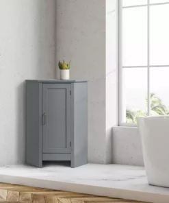 TeamsonUS Teamson Home Mercer Mid Century Modern Wooden Wedge-Shaped Corner Floor Storage Cabinet, Gray 10 TeamsonUS Teamson Home Mercer Mid Century Modern Wooden Wedge-Shaped Corner Floor Storage Cabinet, Gray