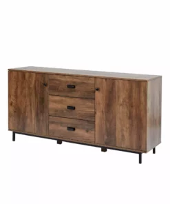 TeamsonUS Teamson Home Brooklyn Sideboard With Storage Plus Metal Legs And Handles, Brown