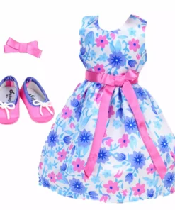 TeamsonUS Sophia's Satin Floral Dress And Shoes For 14.5