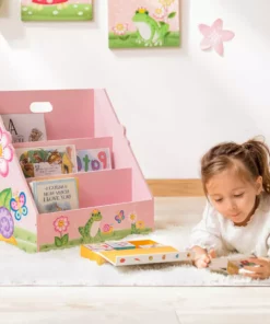 TeamsonUS Fantasy Fields Kids Painted Wooden Magic Garden 3-Tiered Bookshelf, Pink