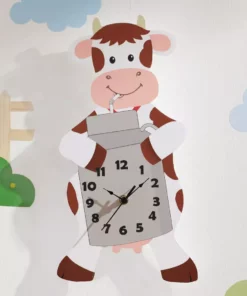 TeamsonUS Fantasy Fields Kids Decorative Happy Farm Cow Wall Clock, Brown